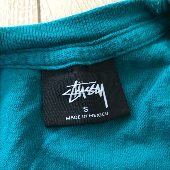 Vintage Stussy Teal Turquoise Sunset City T-shirt Size S - Picture 5 of 8